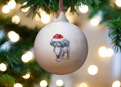 Havanese Fawn Grey & White Ceramic Bauble